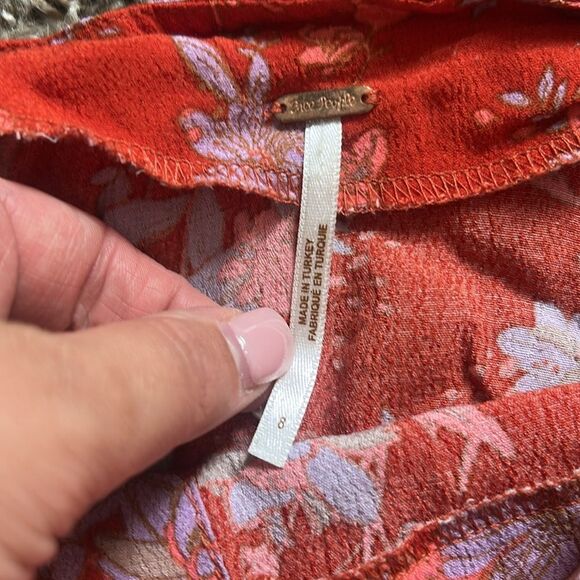 Free People Retro Love Midi Floral Skirt in Burnt Orange Size 8 - Picture 5 of 6